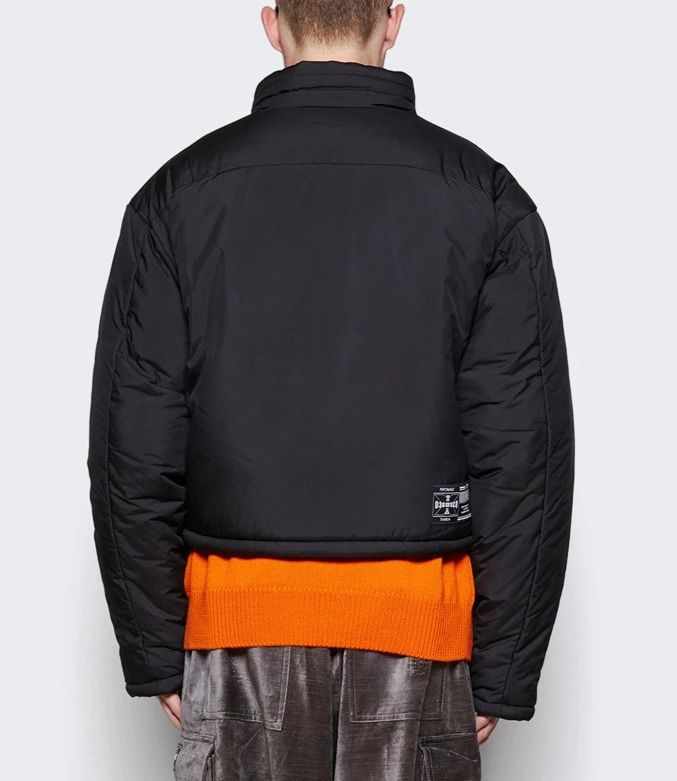 032C TEAM TAG CROPPED PUFFER JACKET BLACK
