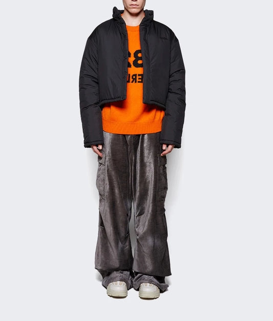 032C TEAM TAG CROPPED PUFFER JACKET BLACK