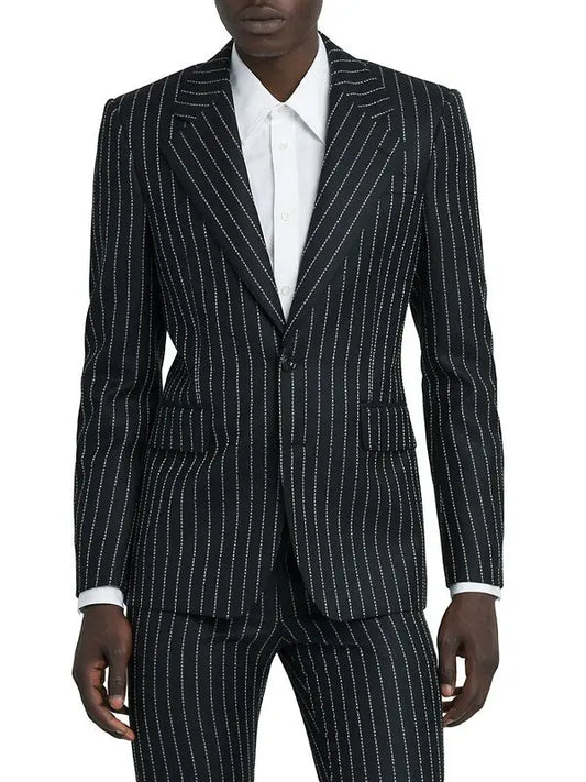 ALEXANDER MCQUEEN LOGO PINSTRIPE BLAZER