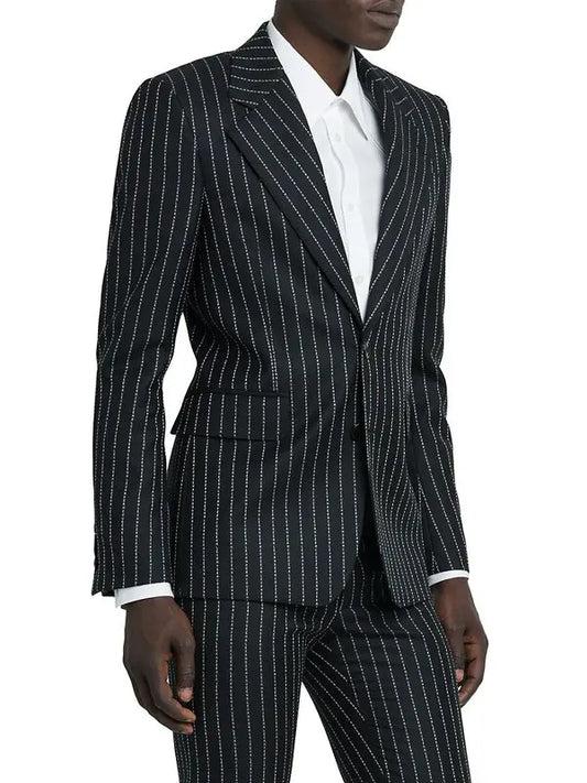 ALEXANDER MCQUEEN LOGO PINSTRIPE BLAZER