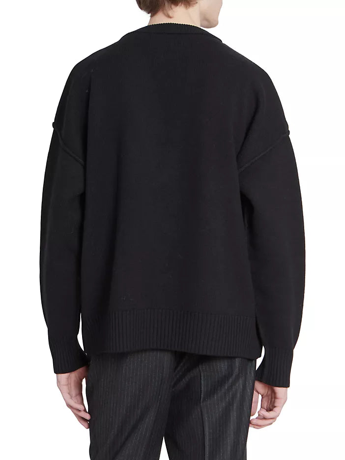 AMI PARIS EMBROIDERED CARDIGAN