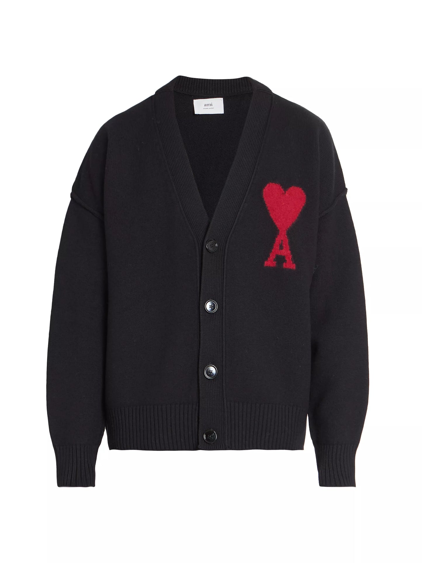 AMI PARIS EMBROIDERED CARDIGAN