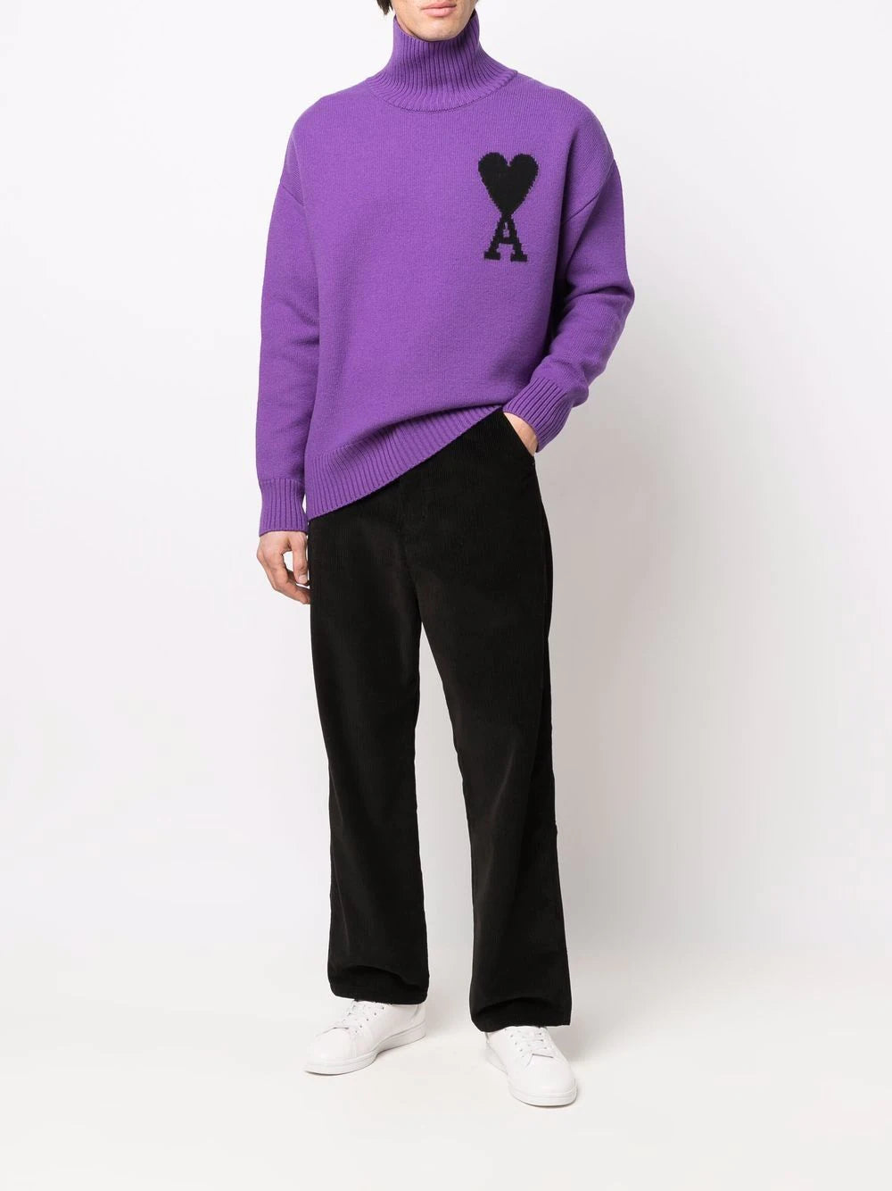 AMI PARIS EMBROIDERED ROLL NECK SWEATER – TheLuxeLend AMI PARIS EMBROIDERED ROLL NECK SWEATER – TheLuxeLend