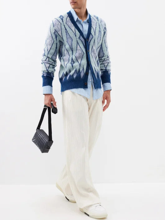 AMIRI ARGYLE-INTARSIA CARDIGAN