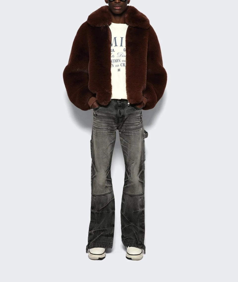 AMIRI CROPPED FAUX FUR JACKET