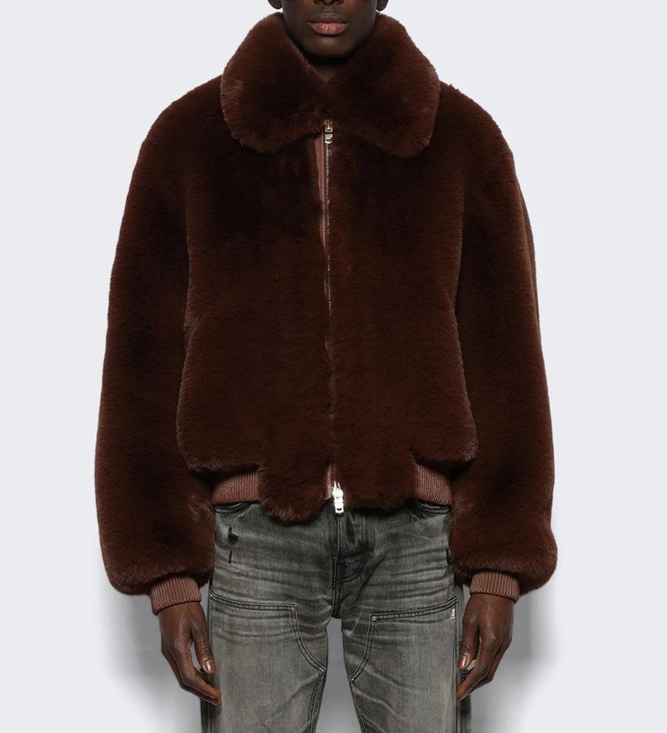 AMIRI CROPPED FAUX FUR JACKET
