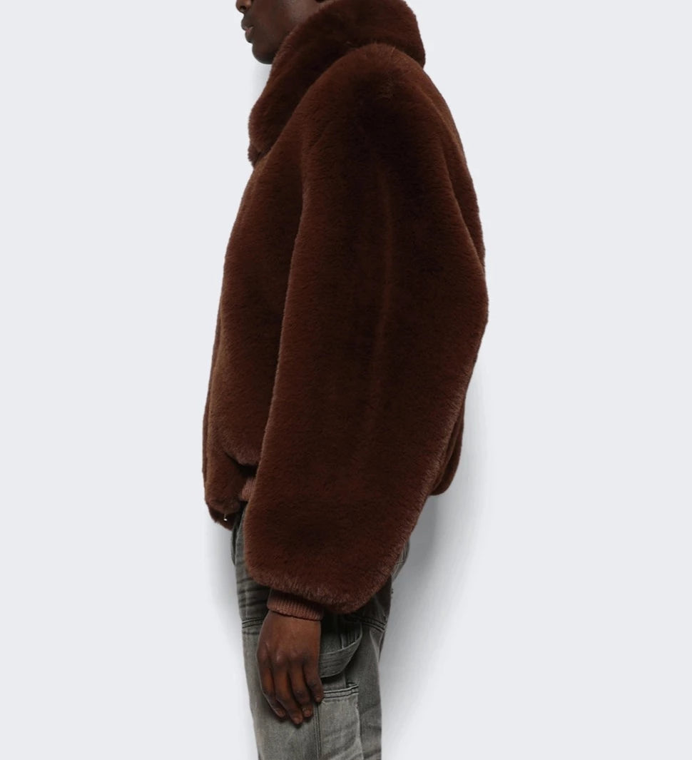 AMIRI CROPPED FAUX FUR JACKET