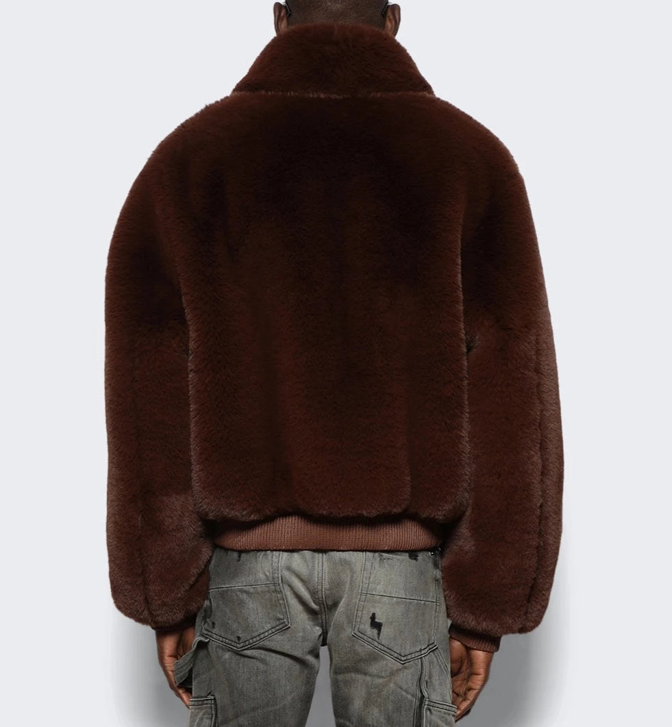 AMIRI CROPPED FAUX FUR JACKET