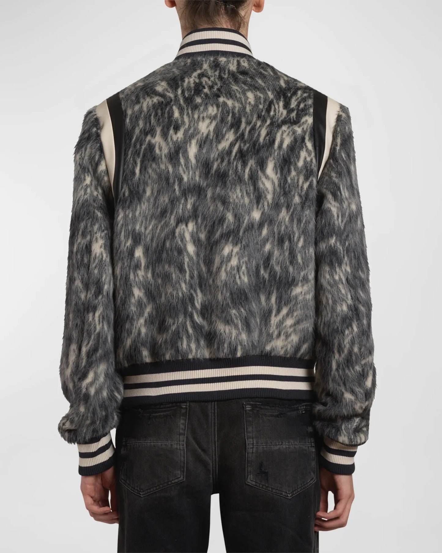 AMIRI BRUSHED WOOL AND ALPACA VARSITY JACKET