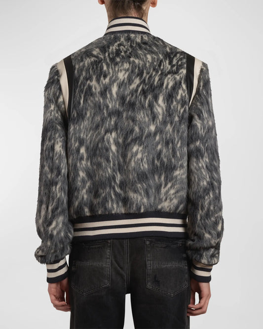 AMIRI BRUSHED WOOL AND ALPACA VARSITY JACKET