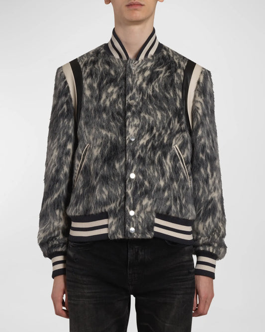 AMIRI BRUSHED WOOL AND ALPACA VARSITY JACKET