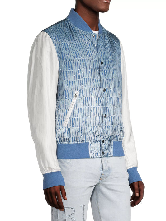 AMIRI LOGO GRADIENT SILK BOMBER JACKET