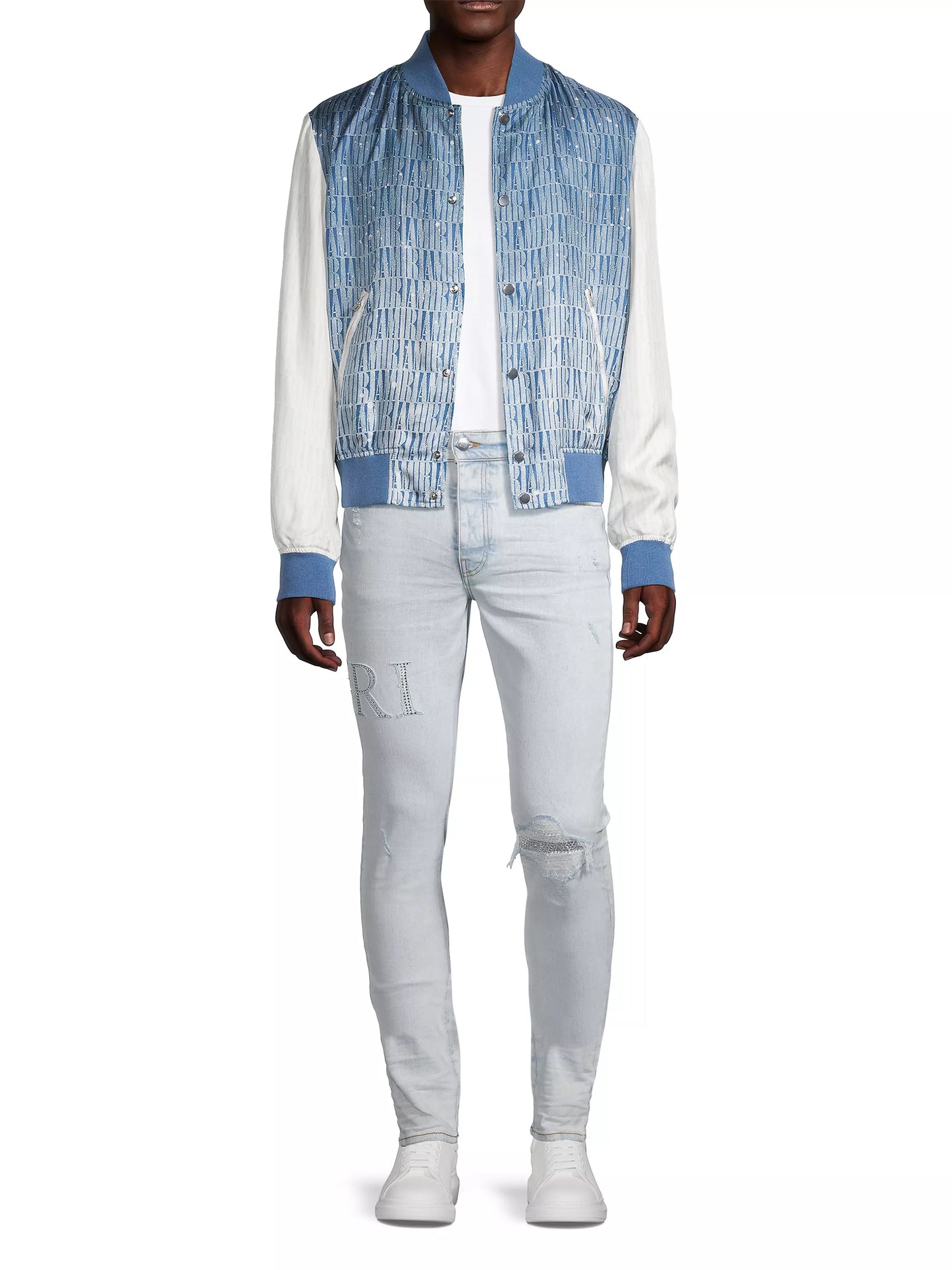 AMIRI LOGO GRADIENT SILK BOMBER JACKET