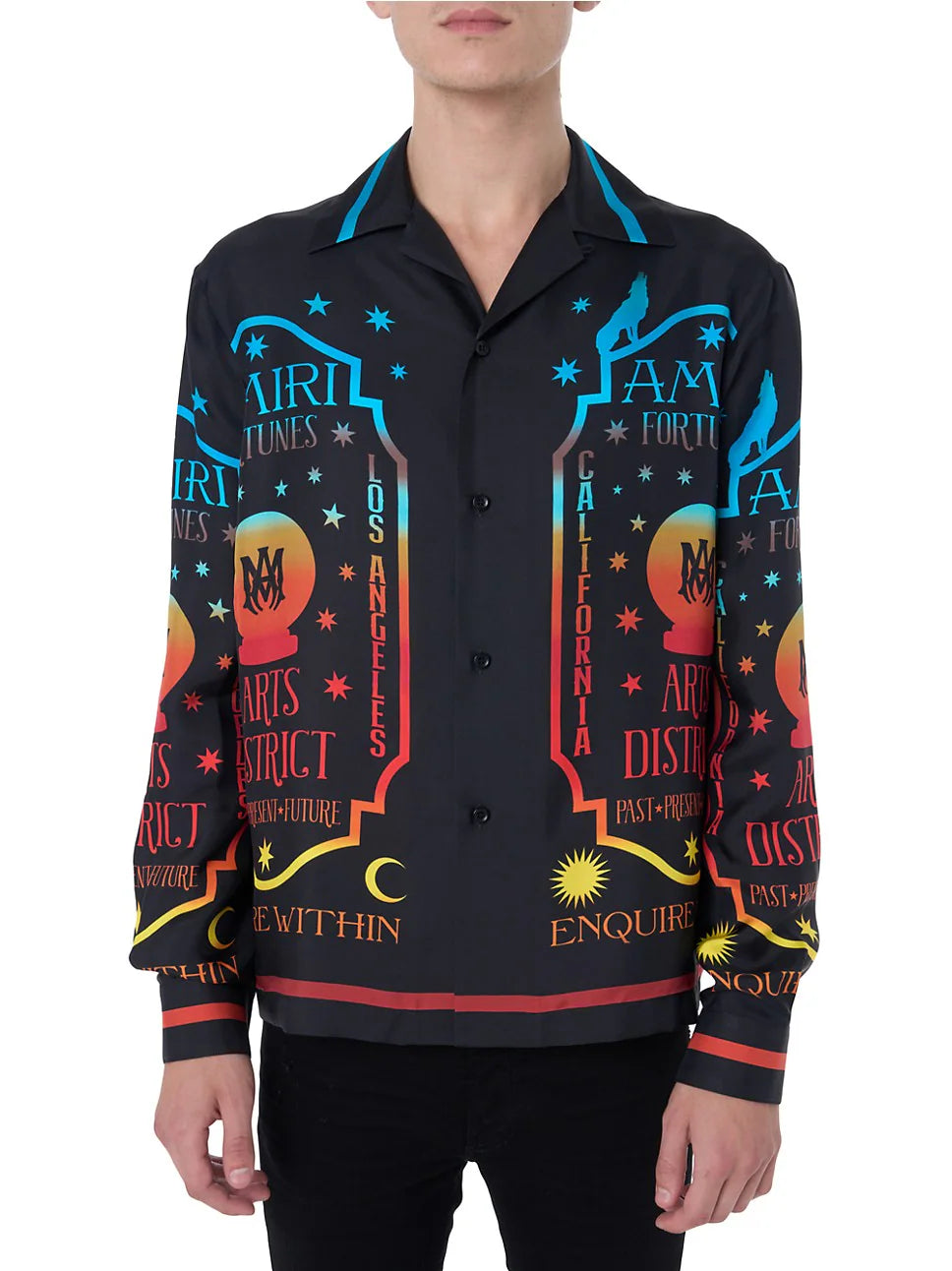 AMIRI FORTUNE LONG SLEEVE SILK SHIRT