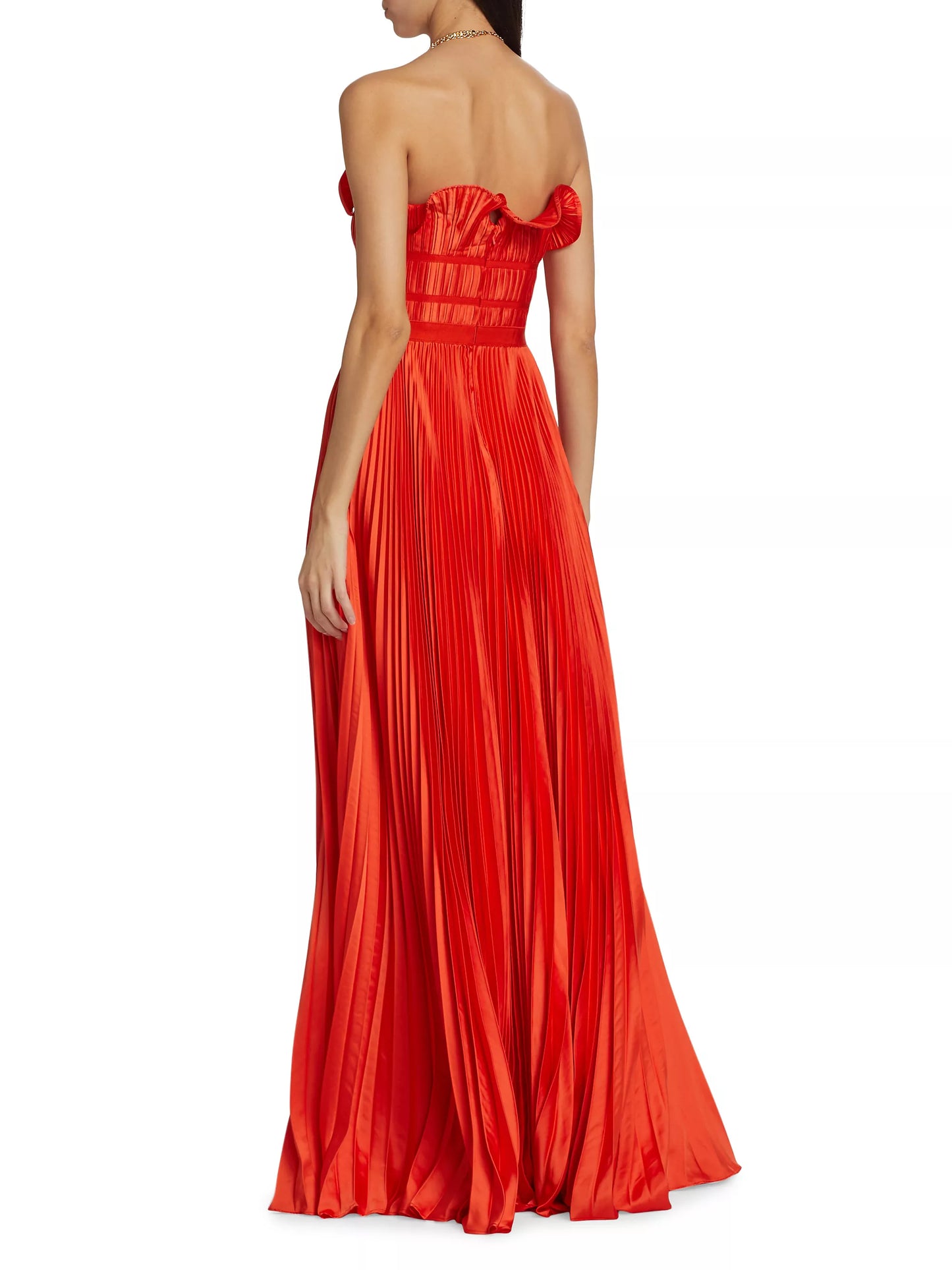 AMUR PLEATED SATIN RUFFLE BODICE GOWN