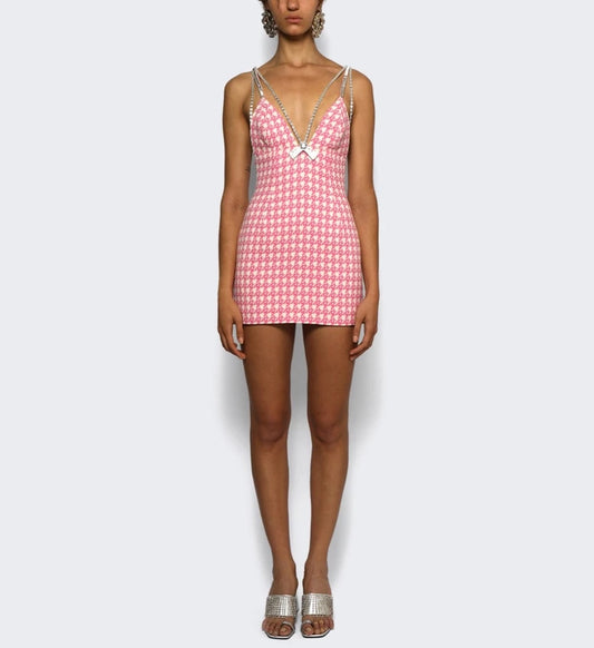 AREA DECO BOW MINI DRESS PINK