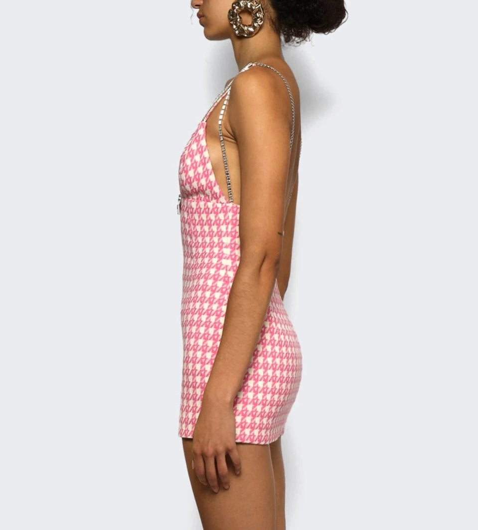 AREA DECO BOW MINI DRESS PINK