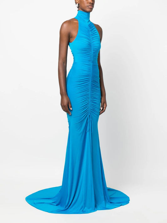 ALEX PERRY LORNE HALTERNECK RUCHED GOWN