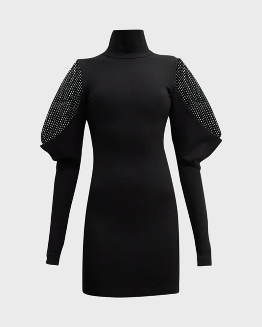 AREA COLD SHOULDER EMBELLISHED DRESS