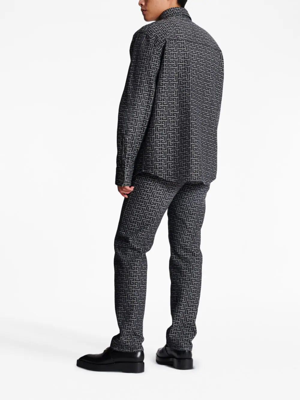 BALMAIN JACQUARD MONOGRAM DENIM SHIRT, AVAILABLE FOR RENT OR PURCHASE