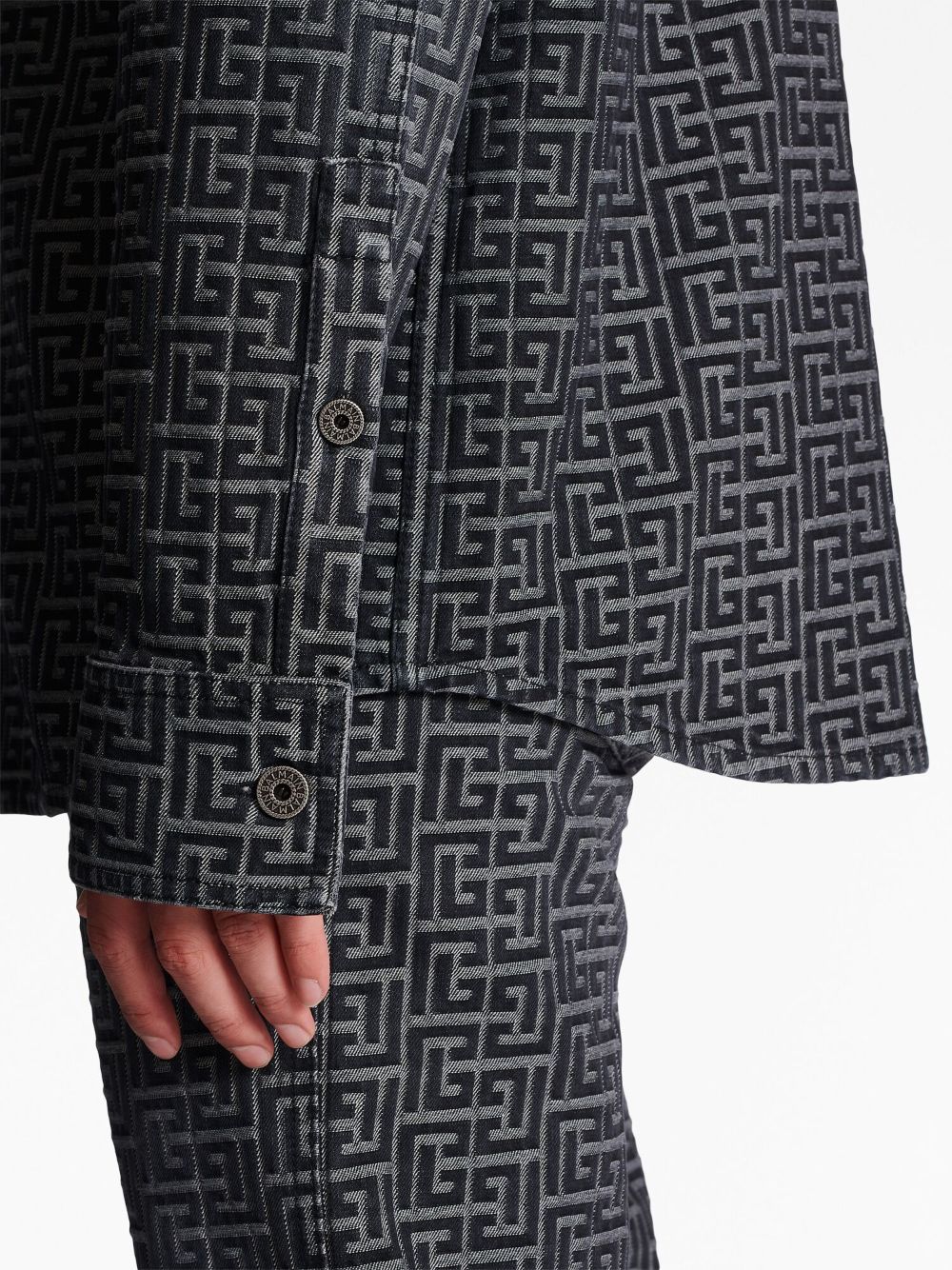 BALMAIN JACQUARD MONOGRAM DENIM SHIRT, AVAILABLE FOR RENT OR PURCHASE
