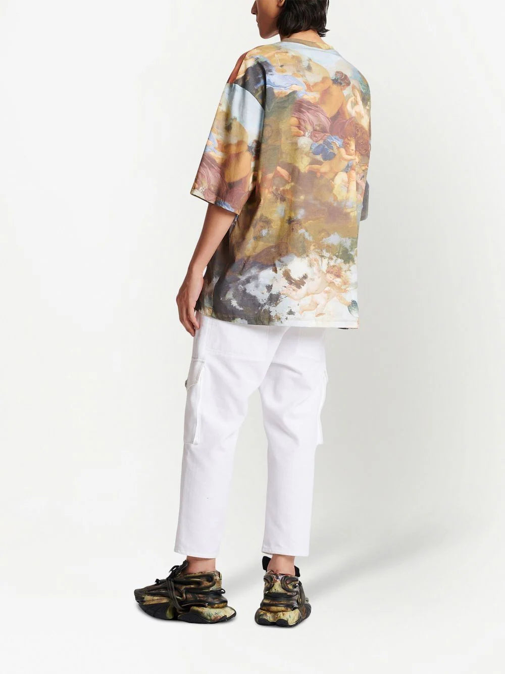 BALMAIN ALLOVER RENAISSANCE PRINT LOGO TEE