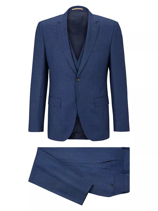 BOSS THREE-PIECE SLIM FIT WOOL BLEND SUIT