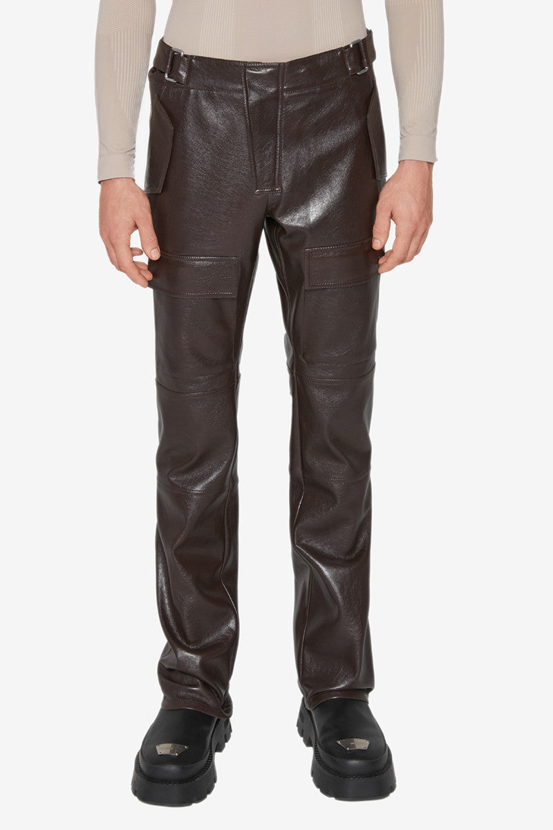 MISBHV CARGO VEGAN-LEATHER TROUSERS