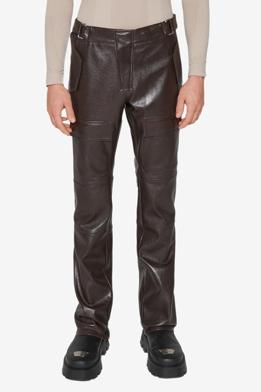 MISBHV CARGO VEGAN-LEATHER TROUSERS