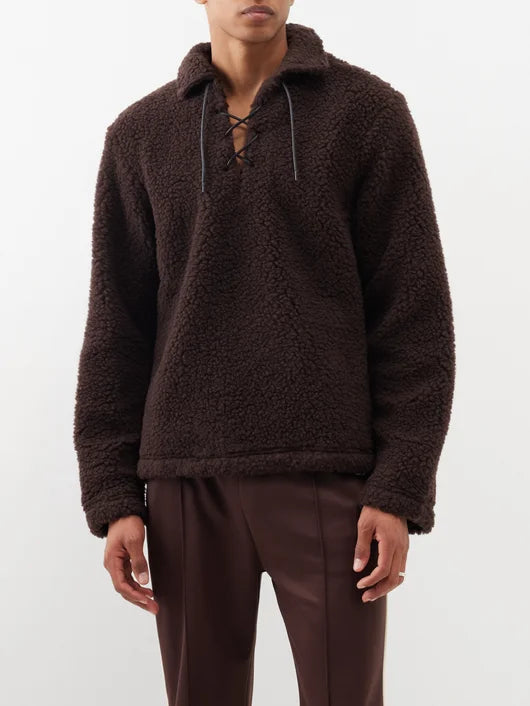 BODE LACE-UP WOOL-BLEND FLEECE SWEATER – TheLuxeLend