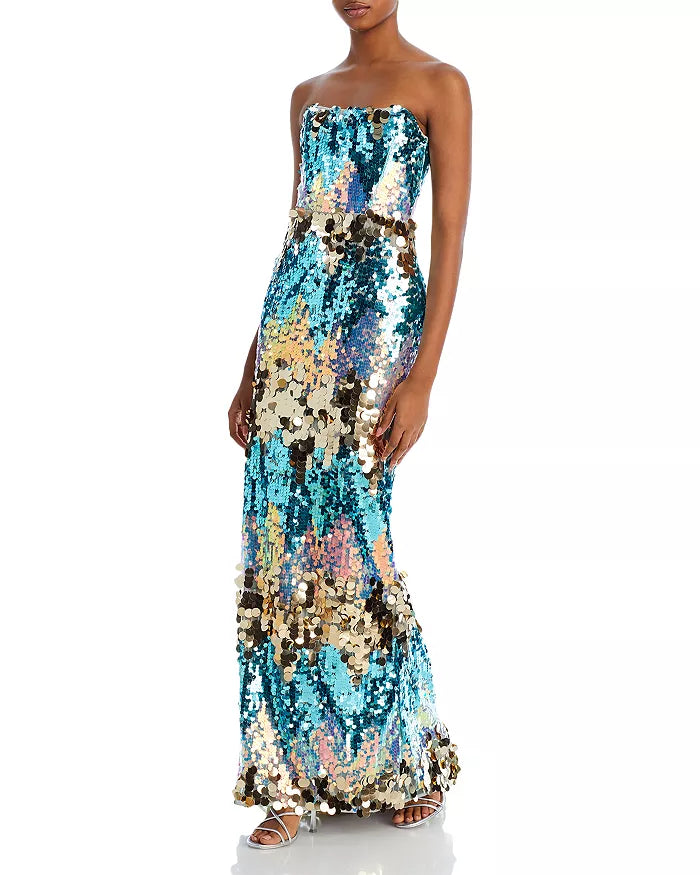 BRONX AND BANCO FARAH STRAPLESS SEQUIN GOWN  TheLuxeLend