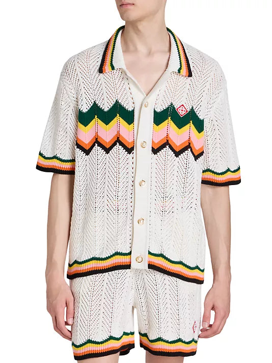 CASABLANCA CHEVRON LACE KNIT SHIRT