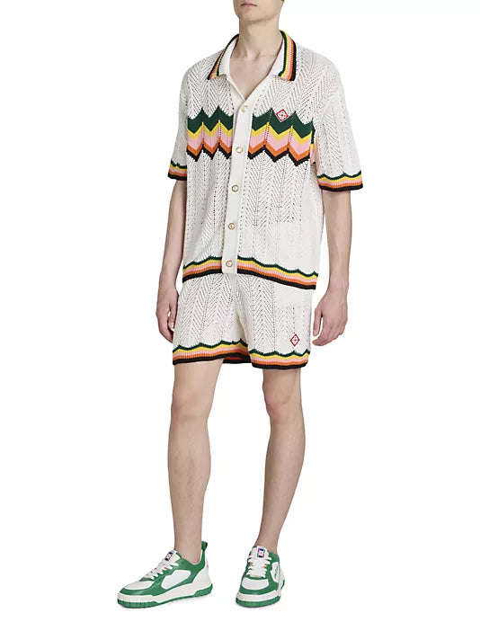 CASABLANCA CHEVRON LACE KNIT SHIRT