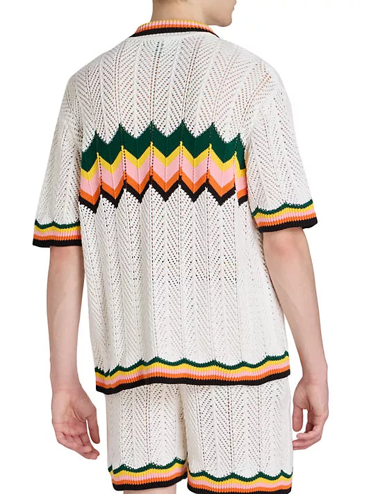 CASABLANCA CHEVRON LACE KNIT SHIRT