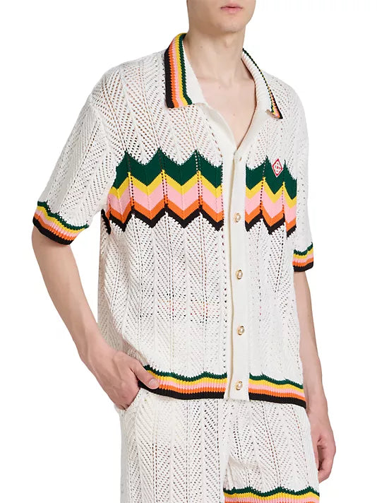 CASABLANCA CHEVRON LACE KNIT SHIRT