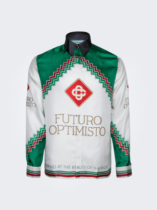 CASABLANCA FUTURO OPTIMISTO SILK SHIRT