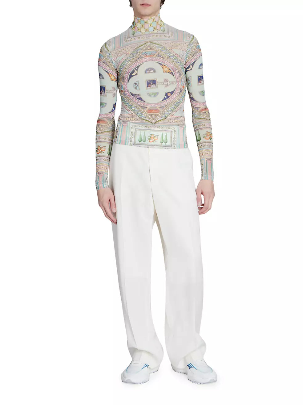 CASABLANCA LE LABRYNTHE PRINTED MESH TOP
