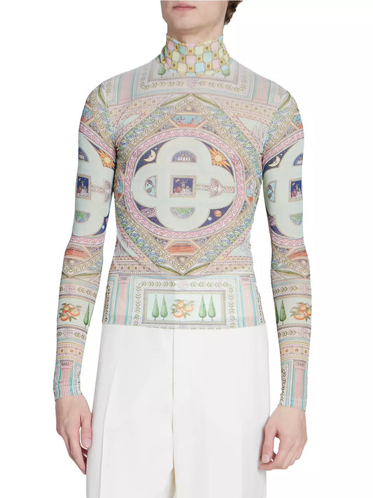 CASABLANCA LE LABRYNTHE PRINTED MESH TOP