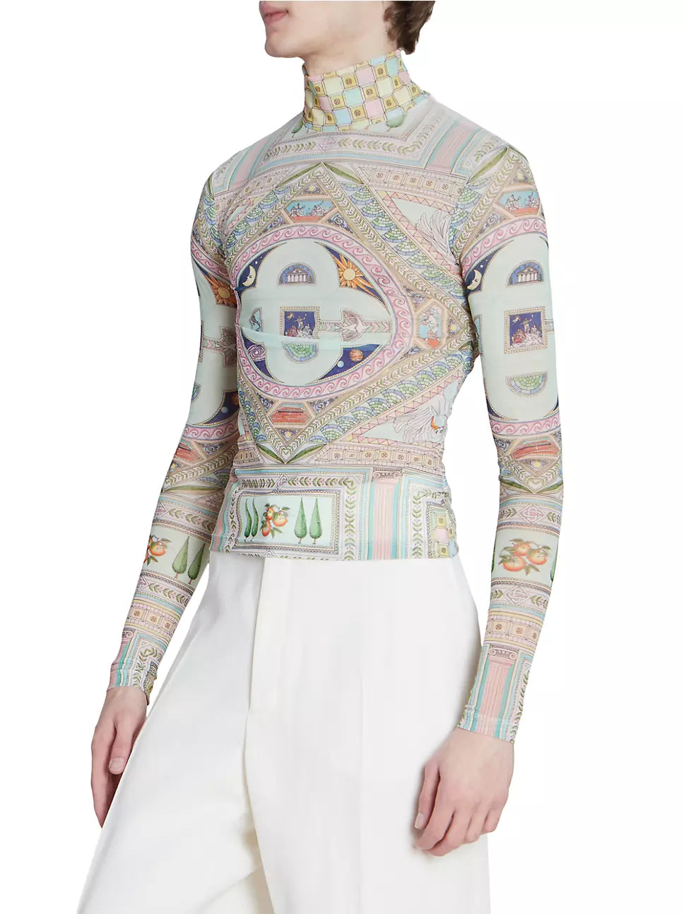 CASABLANCA LE LABRYNTHE PRINTED MESH TOP