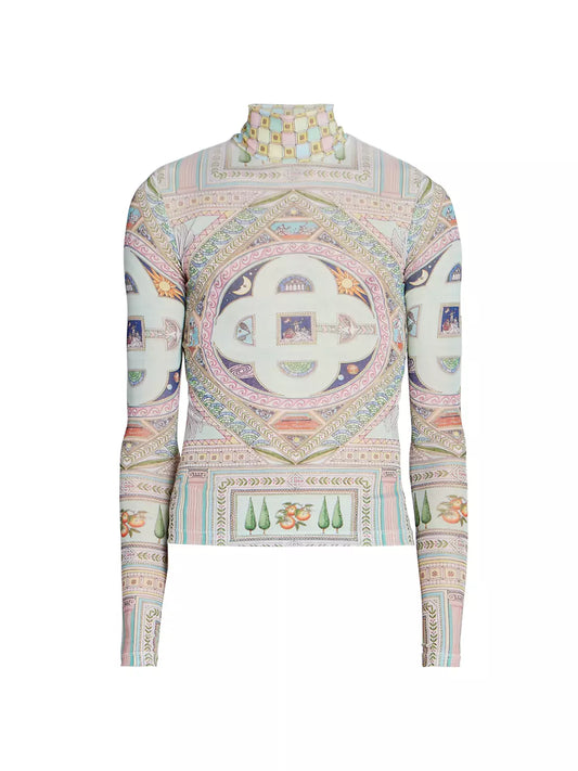CASABLANCA LE LABRYNTHE PRINTED MESH TOP