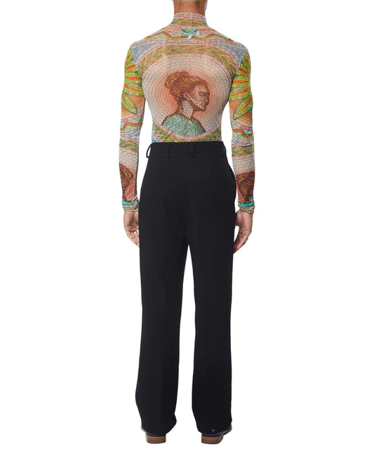 CASABLANCA MOSAICS GREQUES PRINTED MESH TOP