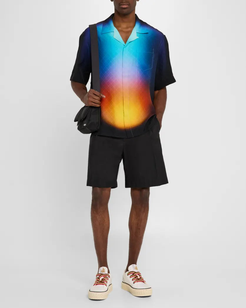 CASABLANCA GRADIENT MONOGRAM SILK CAMP SHIRT