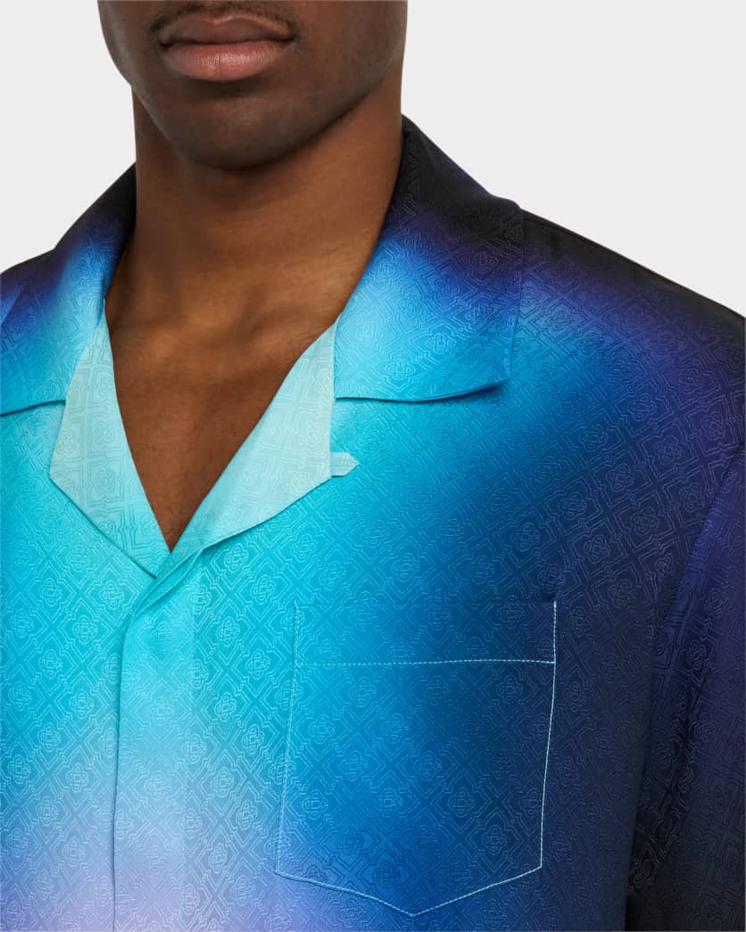 CASABLANCA GRADIENT MONOGRAM SILK CAMP SHIRT