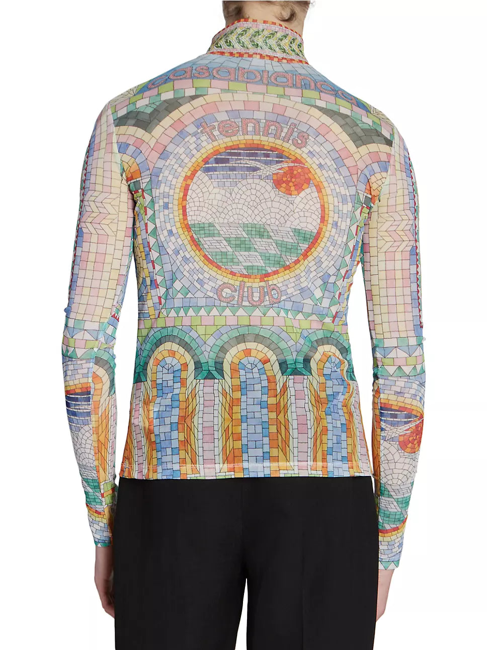 CASABLANCA MOSAIC DE DAMAS PRINTED MESH TOP