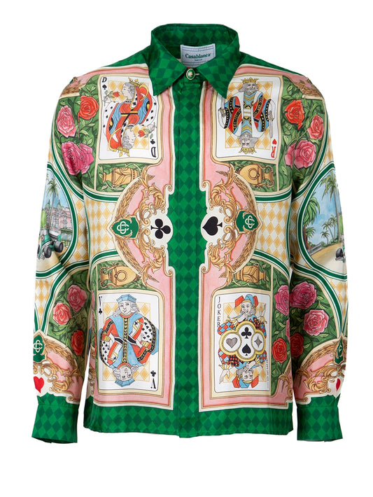 CASABLANCA LE JARDIN DES CARTES SILK SHIRT