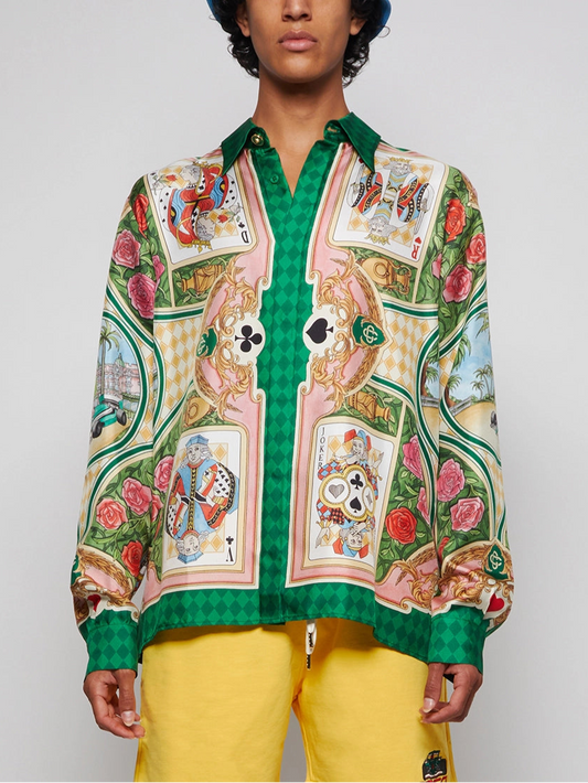 CASABLANCA LE JARDIN DES CARTES SILK SHIRT