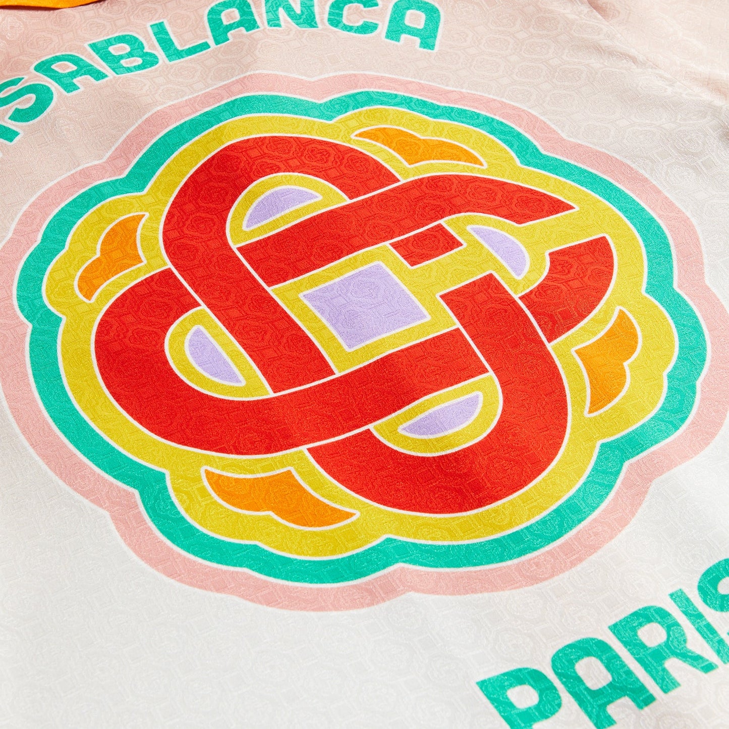 CASABLANCA RAINBOW MONOGRAM CUBAN COLLAR SILK SHIRT