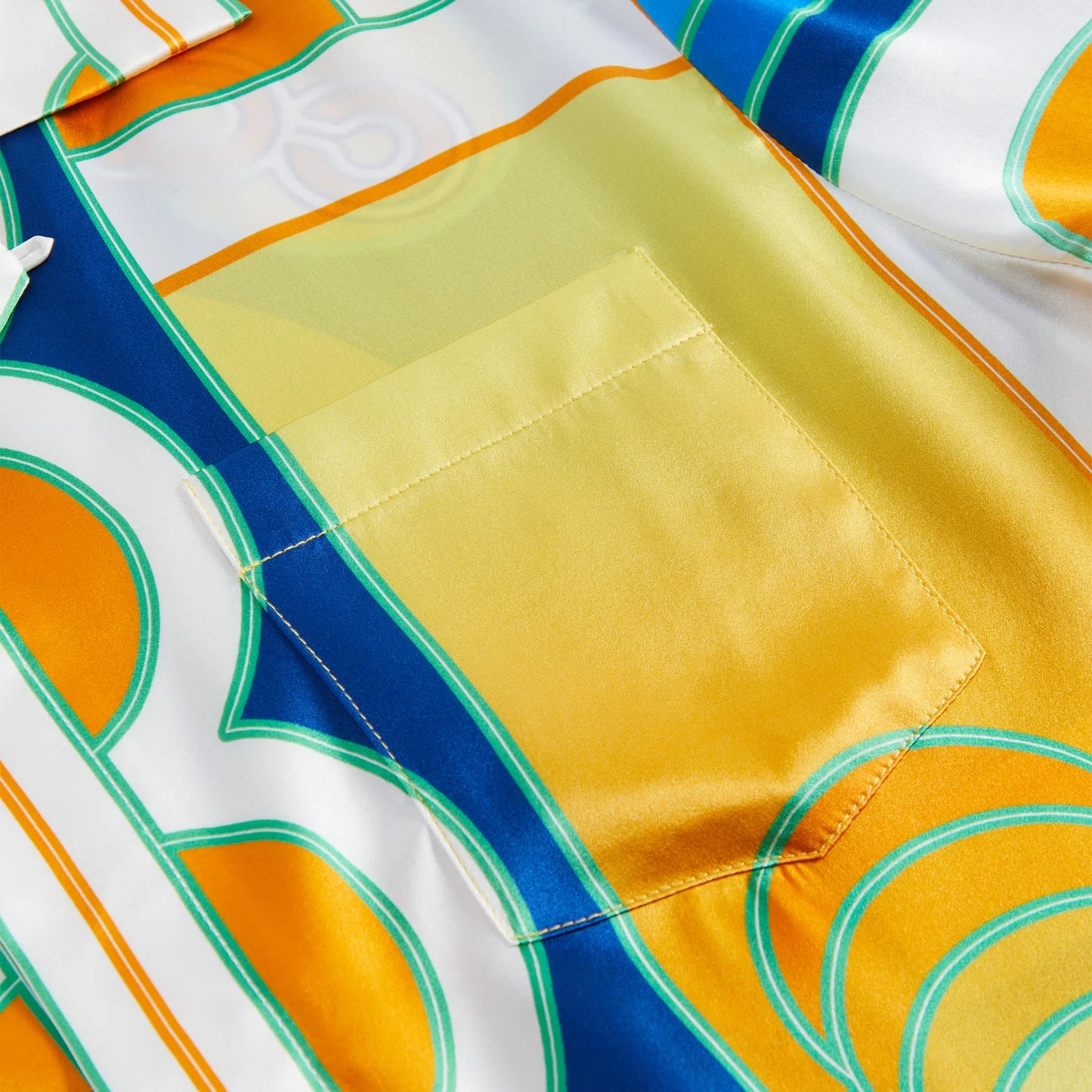 CASABLANCA CUBAN COLLAR SHORT SLEEVE SILK SHIRT