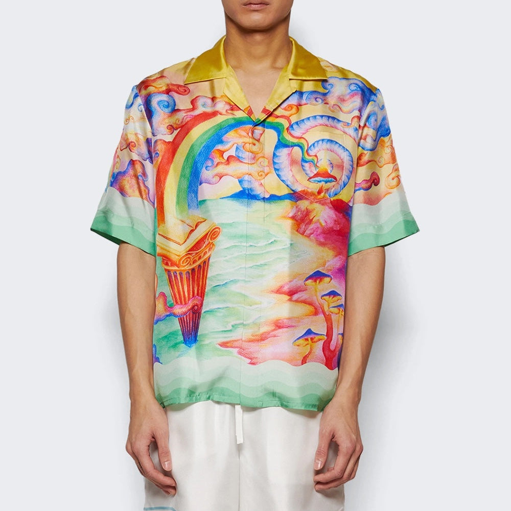 CASABLANCA SHORT SLEEVE SILK NATURES TEACHER SHIRT