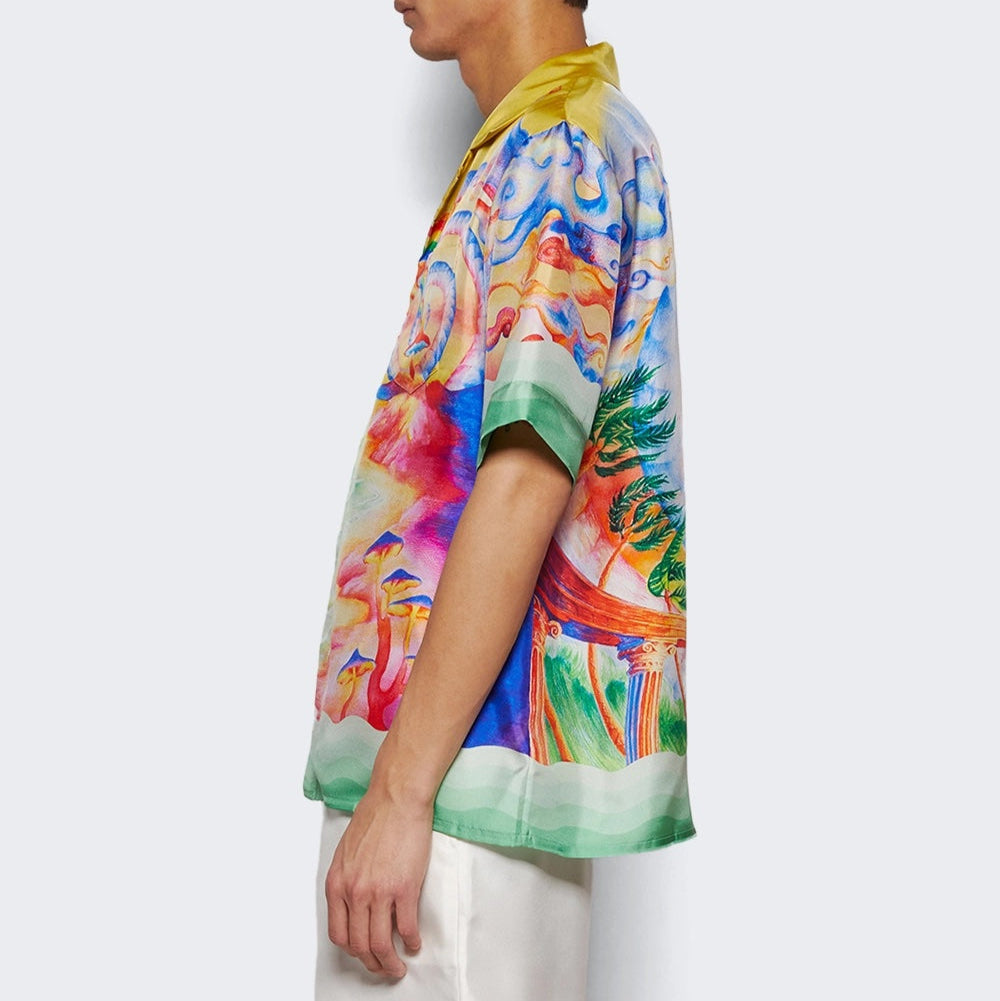 CASABLANCA SHORT SLEEVE SILK NATURES TEACHER SHIRT